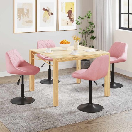 Sillas de comedor giratorias 4 unidades de terciopelo rosa