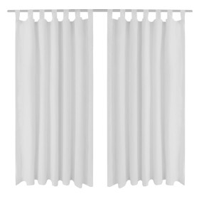 Micro-satin curtains with loops 2 units white 140x225 cm by vidaXL, Curtains and curtains - Ref: Foro24-130360, Price: 32,10 ...