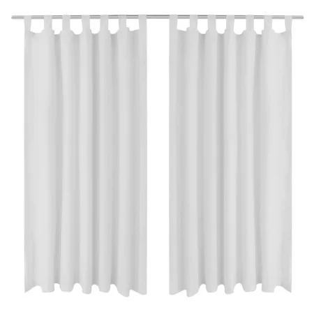 Micro-satin curtains with loops 2 units white 140x225 cm by vidaXL, Curtains and curtains - Ref: Foro24-130360, Price: 31,42 ...