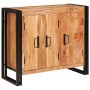 Sideboard con puertas Marrón Madera maciza de Acacia y Metal