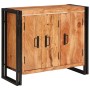 Sideboard con puertas Marrón Madera maciza de Acacia y Metal