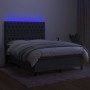 Box spring bed mattress and LED lights dark gray fabric 140x190 cm by vidaXL, Beds and slatted bases - Ref: Foro24-3135110, P...