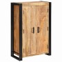 Highboard con Puertas Madera de Mango Sólida y Rugosa y Metal
