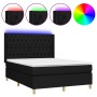 Cama box spring colchón y luces LED tela negro 140x200 cm de vidaXL, Camas y somieres - Ref: Foro24-3139119, Precio: 532,94 €...