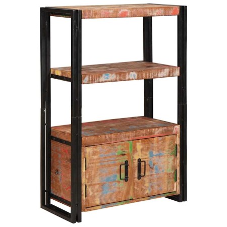 Estante de Libros con Puertas Madera Recuperada Sólida y Metal