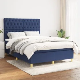 Box spring bed with blue fabric mattress 140x190 cm by vidaXL, Beds and slatted bases - Ref: Foro24-3142575, Price: 515,34 €,...