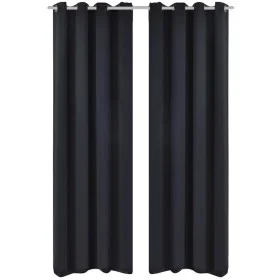 2 cortinas negras oscuras con anillas metálicas, blackout 135 x 245 cm by vidaXL, Curtains and curtains - Ref: Foro24-130369,...