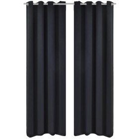 2 dunkle schwarze Vorhänge mit Metallösen, Verdunklung 135 x 245 cm. von vidaXL, Vorhänge und Gardinen - Ref: Foro24-130369, ...