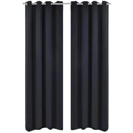 2 cortinas negras oscuras con anillas metálicas, blackout 135 x 245 cm de vidaXL, Cortinas y visillos - Ref: Foro24-130369, P...