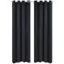 2 cortinas negras oscuras con anillas metálicas, blackout 135 x 245 cm de vidaXL, Cortinas y visillos - Ref: Foro24-130369, P...