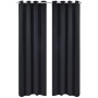2 cortinas negras oscuras con anillas metálicas, blackout 135 x 245 cm by vidaXL, Curtains and curtains - Ref: Foro24-130369,...