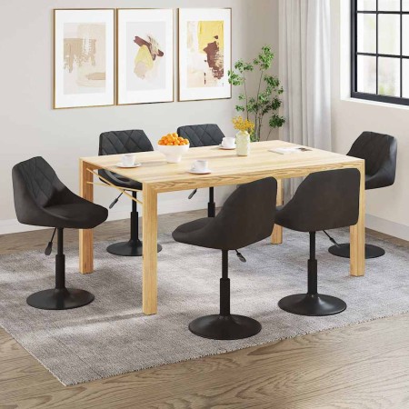 Silla de comedor giratoria 6 uds terciopelo negro