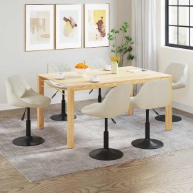 Silla de comedor giratoria 6 uds terciopelo crema