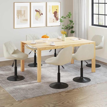 Silla de comedor giratoria 6 uds terciopelo crema