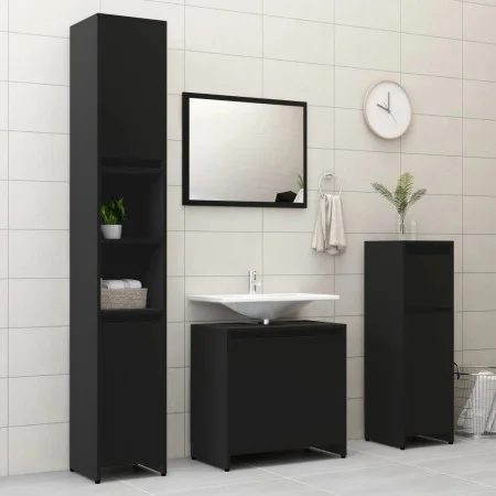 4-teiliges Badezimmermöbel-Set aus Holzwerkstoff schwarz von vidaXL, Badezimmermöbel - Ref: Foro24-3056890, Preis: 183,94 €, ...