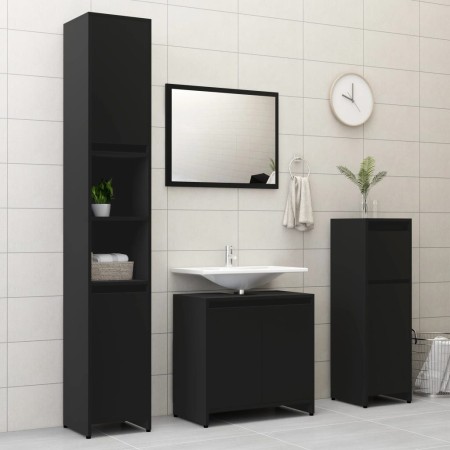 4-teiliges Badezimmermöbel-Set aus Holzwerkstoff schwarz von vidaXL, Badezimmermöbel - Ref: Foro24-3056890, Preis: 187,10 €, ...