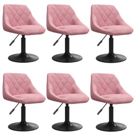 Silla de comedor giratoria 6 uds terciopelo rosa