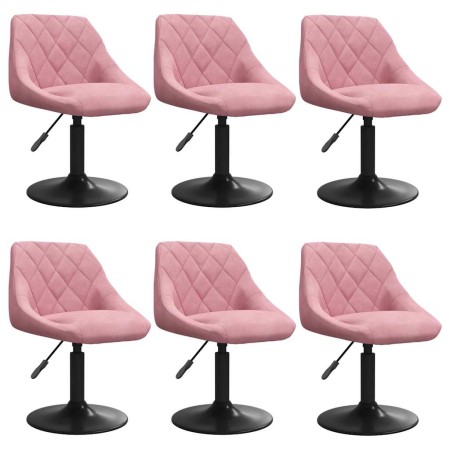 Silla de comedor giratoria 6 uds terciopelo rosa