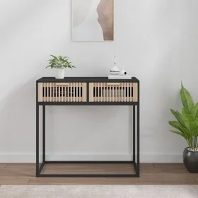 Mesa consola hierro y madera contrachapada negro 80x30x75 cm de vidaXL, Mesas auxiliares - Ref: Foro24-352104, Precio: 112,69...