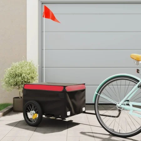 Bicycle trailer, black and red, 30 kg, made of iron. by vidaXL, Bicycle trailers - Ref: Foro24-94076, Price: 75,59 €, Discoun...