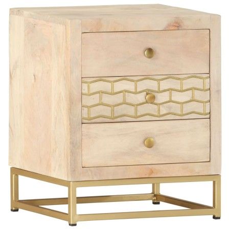 Mesita de noche de madera maciza de mango dorado 40x30x50 cm de vidaXL, Mesitas de noche - Ref: Foro24-286504, Precio: 159,05...