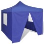 Cenador plegable azul con 4 paredes 3x3 m