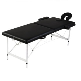 Klappbare Massageliege 2 Zonen schwarze Aluminiumstruktur von vidaXL, Massageliegen - Ref: Foro24-110088, Preis: 161,41 €, Ra...