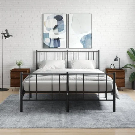 Mesitas noche 2 uds madera ingeniería marrón roble 40x35x50 cm de vidaXL, Mesitas de noche - Ref: Foro24-830683, Precio: 70,4...
