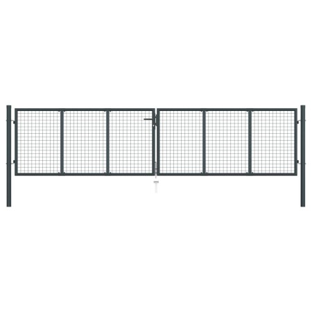Puerta de jardín de malla de acero galvanizado, 400 x 75 cm