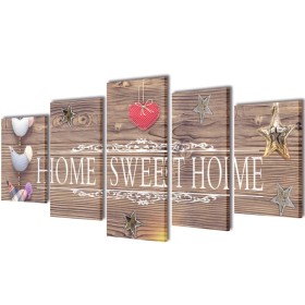 Set decorativo de lienzos para pared Home sweet home 100x50cm