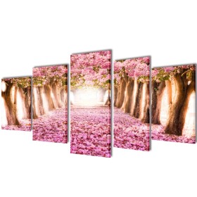 Set decorativo de lienzos para pared flores de cerezo 100 x 50