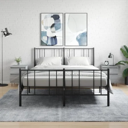 Mesita de noche 2 uds madera ingeniería gris Sonoma 40x35x50 cm de vidaXL, Mesitas de noche - Ref: Foro24-830681, Precio: 75,...