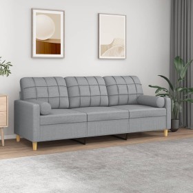3-seater sofa with light gray fabric cushions 180 cm by vidaXL, Sofas - Ref: Foro24-3200790, Price: 296,58 €, Discount: %