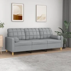 3-seater sofa with light gray fabric cushions 180 cm by vidaXL, Sofas - Ref: Foro24-3200790, Price: 275,37 €, Discount: %