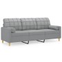 Sofá de 3 plazas con cojines tela gris claro 180 cm de vidaXL, Sofás - Ref: Foro24-3200790, Precio: 296,58 €, Descuento: %