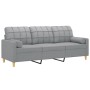 Sofá de 3 plazas con cojines tela gris claro 180 cm de vidaXL, Sofás - Ref: Foro24-3200790, Precio: 296,58 €, Descuento: %