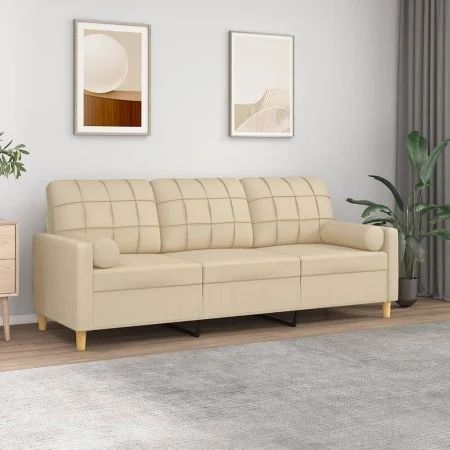 3-seater sofa with cream fabric cushions 180 cm by vidaXL, Sofas - Ref: Foro24-3200792, Price: 269,88 €, Discount: %
