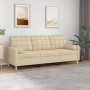 3-seater sofa with cream fabric cushions 180 cm by vidaXL, Sofas - Ref: Foro24-3200792, Price: 257,48 €, Discount: %