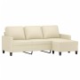 3-Sitzer-Sofa mit cremefarbenem Kunstlederhocker 180 cm von vidaXL, Sofas - Ref: Foro24-3201025, Preis: 308,89 €, Rabatt: %