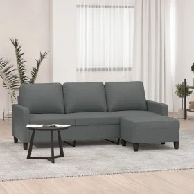 3-seater sofa with stool in dark gray fabric 180 cm by vidaXL, Sofas - Ref: Foro24-3201038, Price: 339,19 €, Discount: %