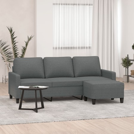 3-seater sofa with stool in dark gray fabric 180 cm by vidaXL, Sofas - Ref: Foro24-3201038, Price: 344,91 €, Discount: %