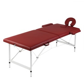 Mesa plegable masaje y accesorios 2 zonas aluminio rojo