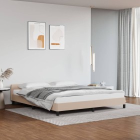 Cappuccino synthetic leather headboard bed frame 160x200cm by vidaXL, Beds and slatted bases - Ref: Foro24-347512, Price: 127...