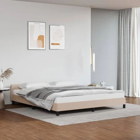 Cappuccino synthetic leather headboard bed frame 160x200cm by vidaXL, Beds and slatted bases - Ref: Foro24-347512, Price: 125...