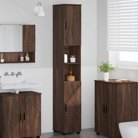Mueble de baño alto con puerta Marrón roble 30 x 35 x 192 cm