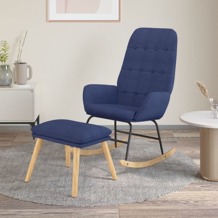 Schaukelstuhl mit blauem Stoffhocker von vidaXL, Schaukelstühle - Ref: Foro24-3097708, Preis: 151,38 €, Rabatt: %