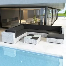 8-piece garden furniture set and white synthetic rattan cushions by vidaXL, Garden sets - Ref: Foro24-41265, Price: 820,90 €,...