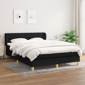 Cama box spring con colchón tela negro 140x200 cm