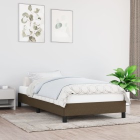 Estructura de cama de tela marrón 100x200 cm