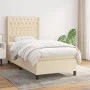 Box spring bed with cream fabric mattress 90x200 cm by vidaXL, Beds and slatted bases - Ref: Foro24-3131646, Price: 348,76 €,...